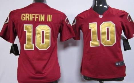 Nike Womens Team Nike Jerseys Washington Redskins 10 Robert Griffin III Red With Gold